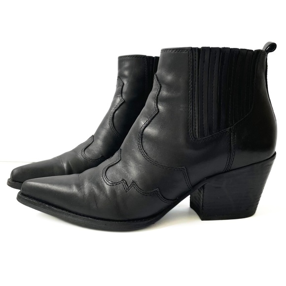 Sam Edelman Shoes - Sam Edelman Ankle Bootie/Boot Winona Black Leather Western Cowboy Boho Size 8.5
